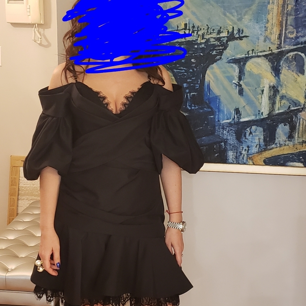 Acler Black Off-Shoulder Mini Dress